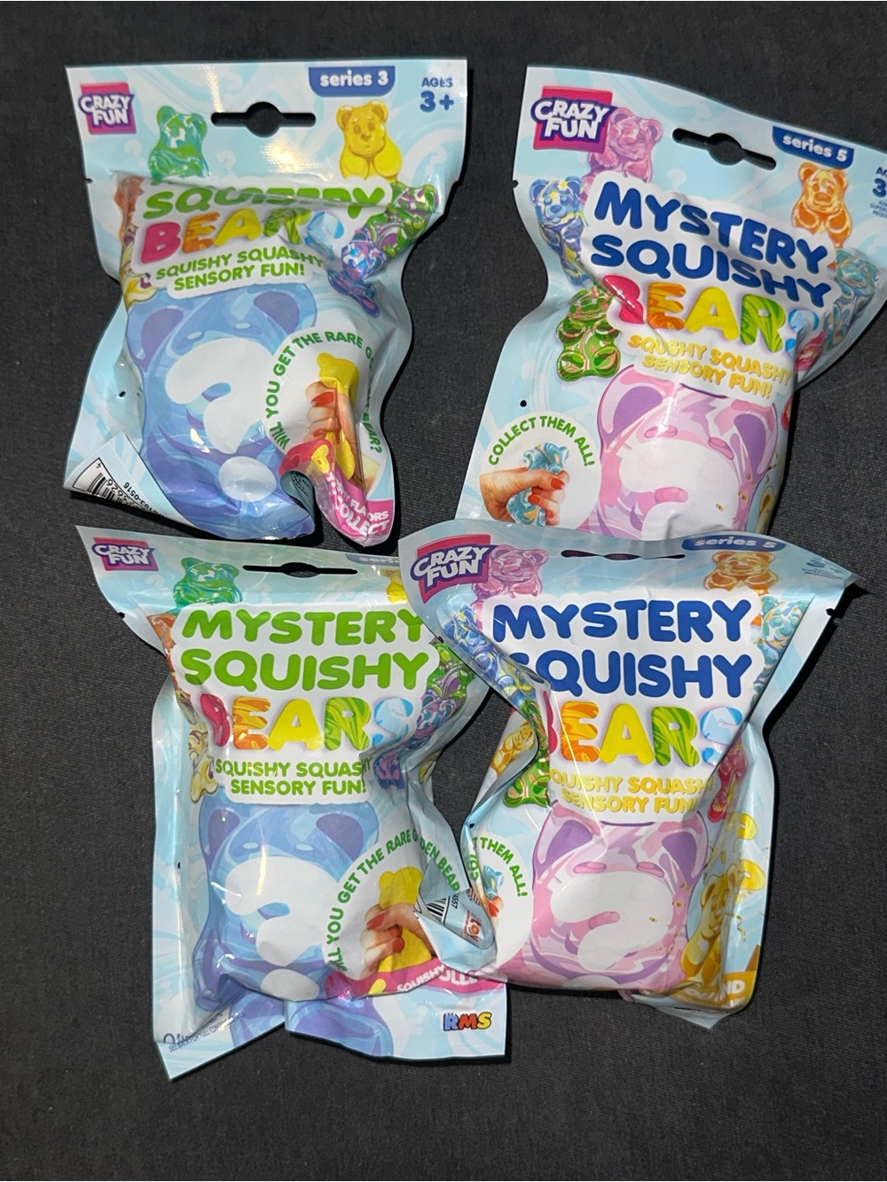 RMS Crazy Fun - Mystery Squishy Bears Series 3 & 5 - Bundle of 4